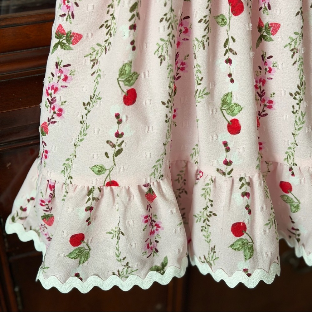 New Girls Pink Ruffle Dress with Ric Rac Trim - Picture 5 of 12